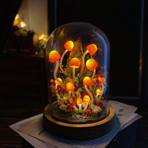 🍄 Enchanted Forest，Handcrafted Mushroom Dome Night Light