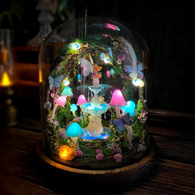 🧚‍♀️ Fairy Fountain,Handcrafted Whimsical Multicolored Mushroom Night Light