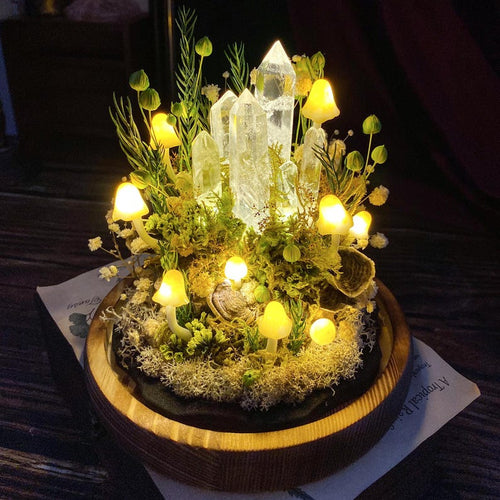 🔮 Crystal Forest ,Handcrafted Mushroom Dome Night Light