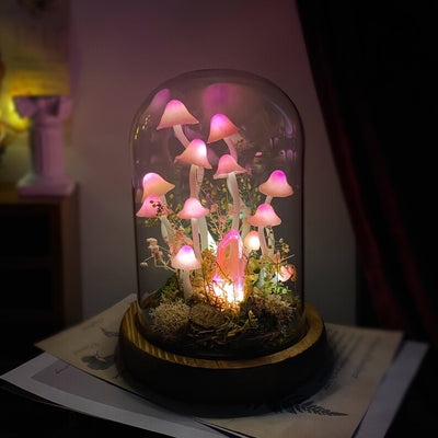 🌸 Enchanted Blush,Handcrafted Pink Mushroom Crystal Dome Night Light