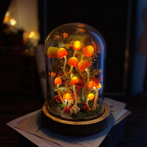 🍄 Enchanted Forest，Handcrafted Mushroom Dome Night Light