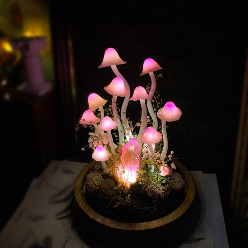 🌸 Enchanted Blush,Handcrafted Pink Mushroom Crystal Dome Night Light
