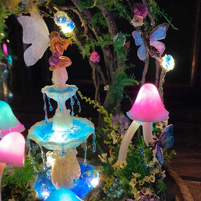 🧚‍♀️ Fairy Fountain,Handcrafted Whimsical Multicolored Mushroom Night Light