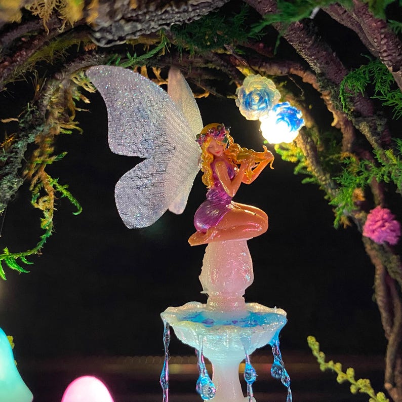 🧚‍♀️ Fairy Fountain,Handcrafted Whimsical Multicolored Mushroom Night Light