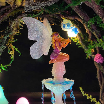 🧚‍♀️ Fairy Fountain,Handcrafted Whimsical Multicolored Mushroom Night Light