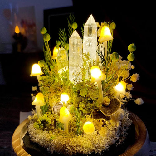 🔮 Crystal Forest ,Handcrafted Mushroom Dome Night Light