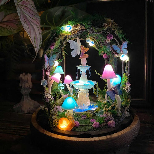 🧚‍♀️ Fairy Fountain,Handcrafted Whimsical Multicolored Mushroom Night Light