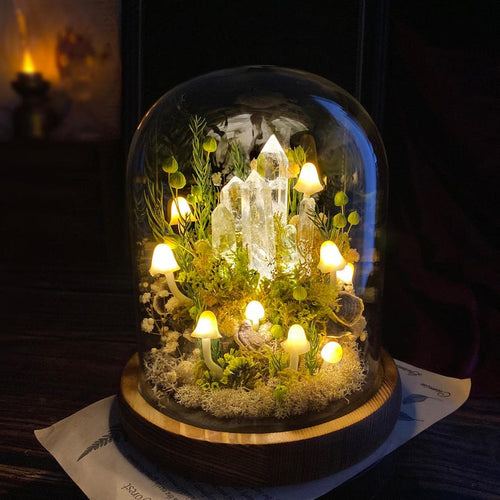 🔮 Crystal Forest ,Handcrafted Mushroom Dome Night Light