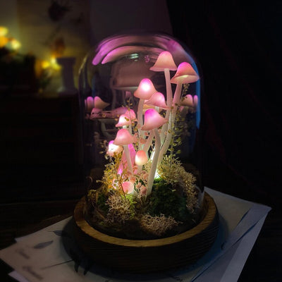 🌸 Enchanted Blush,Handcrafted Pink Mushroom Crystal Dome Night Light