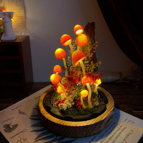 🍄 Enchanted Forest，Handcrafted Mushroom Dome Night Light