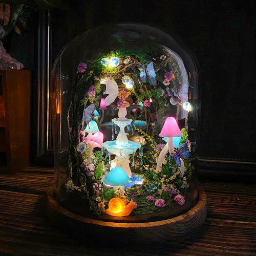 🧚‍♀️ Fairy Fountain,Handcrafted Whimsical Multicolored Mushroom Night Light