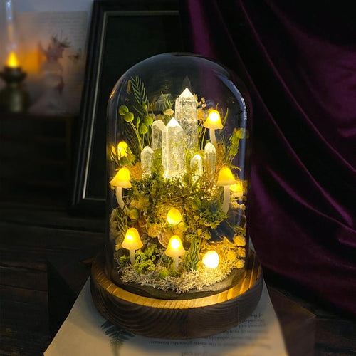 🔮 Crystal Forest ,Handcrafted Mushroom Dome Night Light