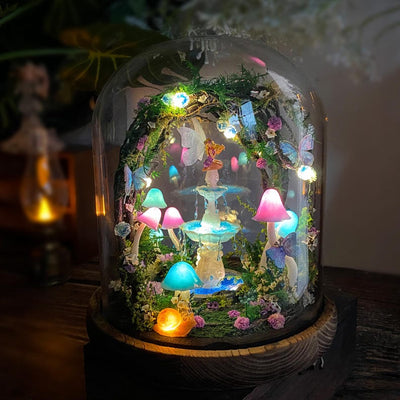 🧚‍♀️ Fairy Fountain,Handcrafted Whimsical Multicolored Mushroom Night Light