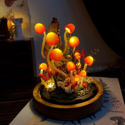 🍄 Enchanted Forest，Handcrafted Mushroom Dome Night Light