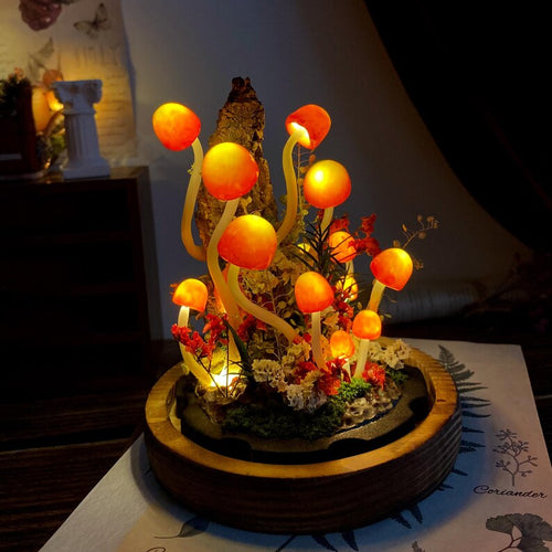 🍄 Enchanted Forest，Handcrafted Mushroom Dome Night Light