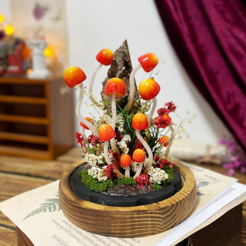 🍄 Enchanted Forest，Handcrafted Mushroom Dome Night Light