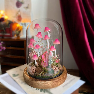 🌸 Enchanted Blush,Handcrafted Pink Mushroom Crystal Dome Night Light