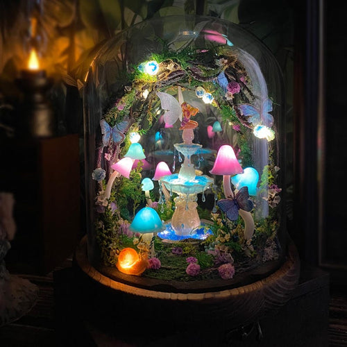 🧚‍♀️ Fairy Fountain,Handcrafted Whimsical Multicolored Mushroom Night Light