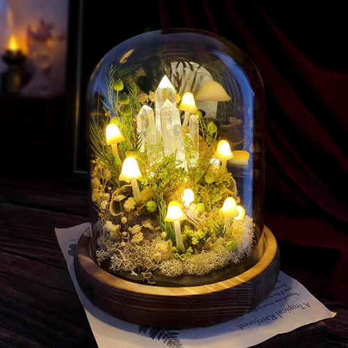 🔮 Crystal Forest ,Handcrafted Mushroom Dome Night Light
