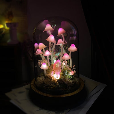 🌸 Enchanted Blush,Handcrafted Pink Mushroom Crystal Dome Night Light
