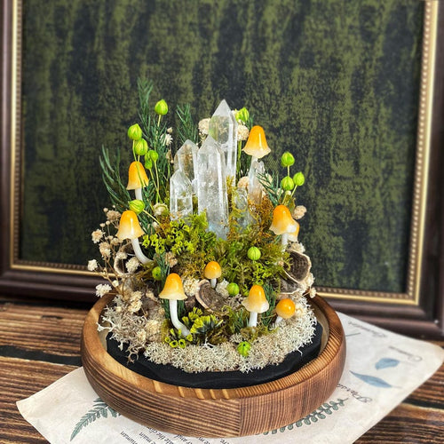 🔮 Crystal Forest ,Handcrafted Mushroom Dome Night Light