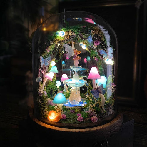 🧚‍♀️ Fairy Fountain,Handcrafted Whimsical Multicolored Mushroom Night Light