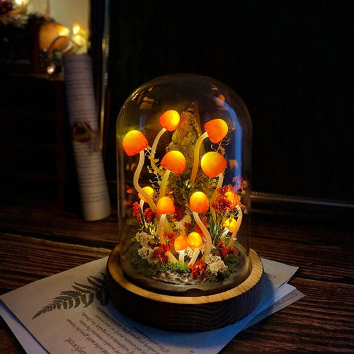 🍄 Enchanted Forest，Handcrafted Mushroom Dome Night Light
