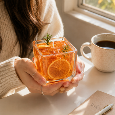 🍊 Sunkissed Citrus，Handcrafted Botanical Gel Scented Candle