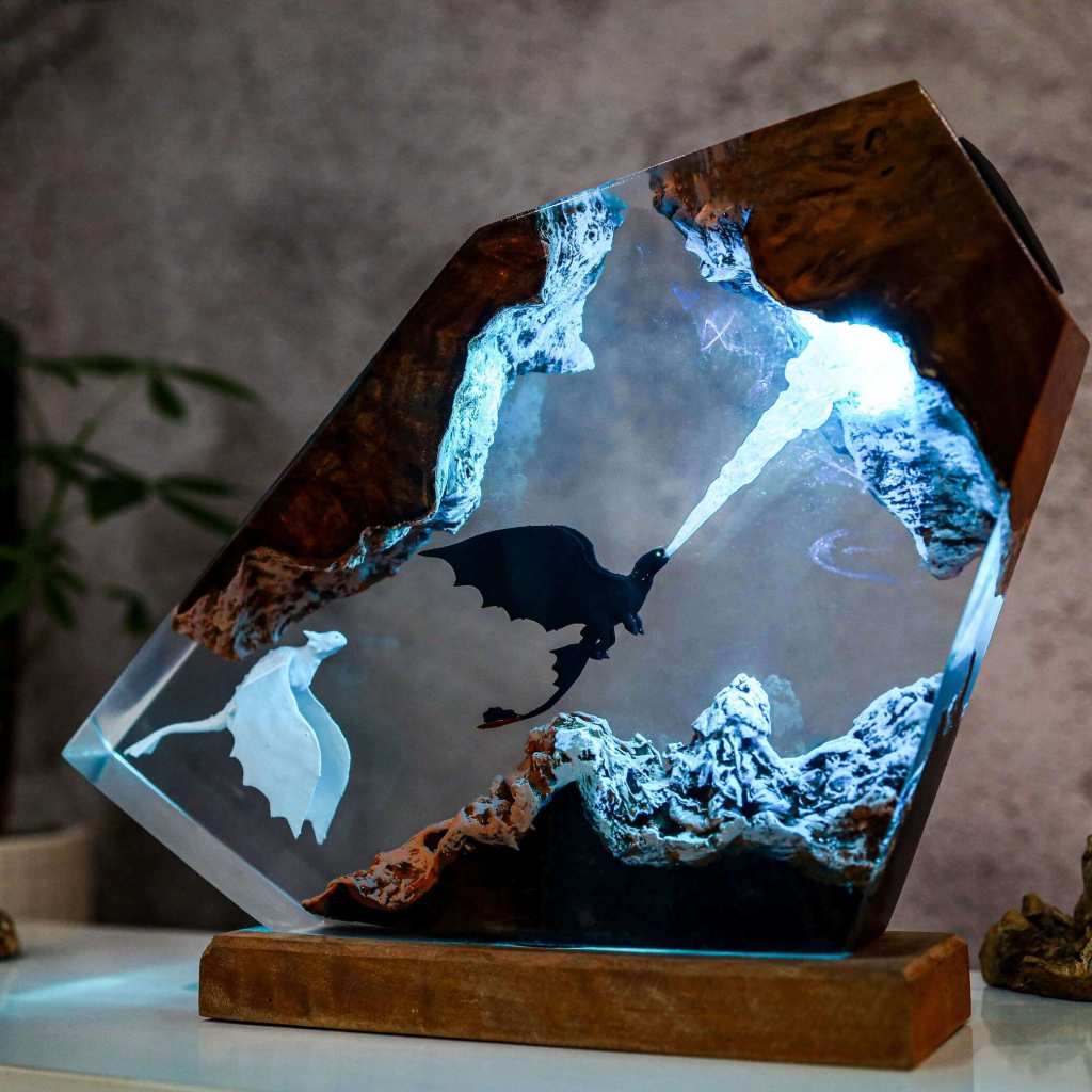 Toothless and Light Fury Headphone Stand & Lamp