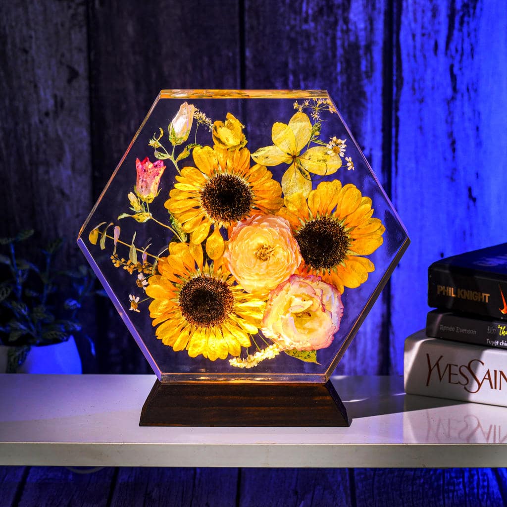 Hexagon Real Sunflower Night Light🌻