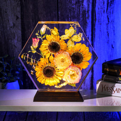Hexagon Real Sunflower Night Light🌻