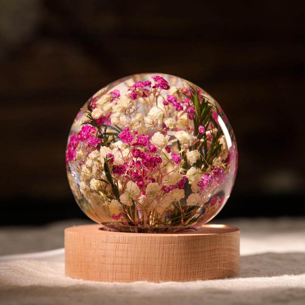Baby's Breath Flower in Glass Night Lamp ✨