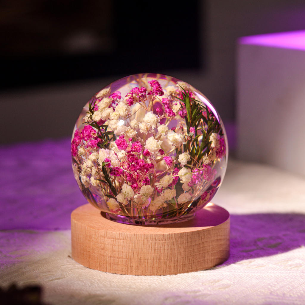 Baby's Breath Flower in Glass Night Lamp ✨