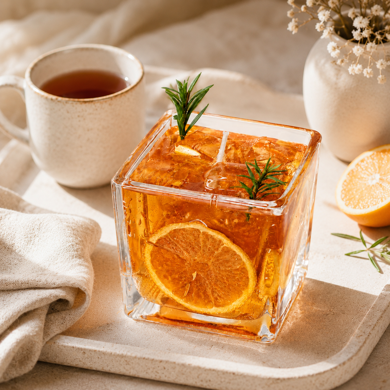 🍊 Sunkissed Citrus，Handcrafted Botanical Gel Scented Candle