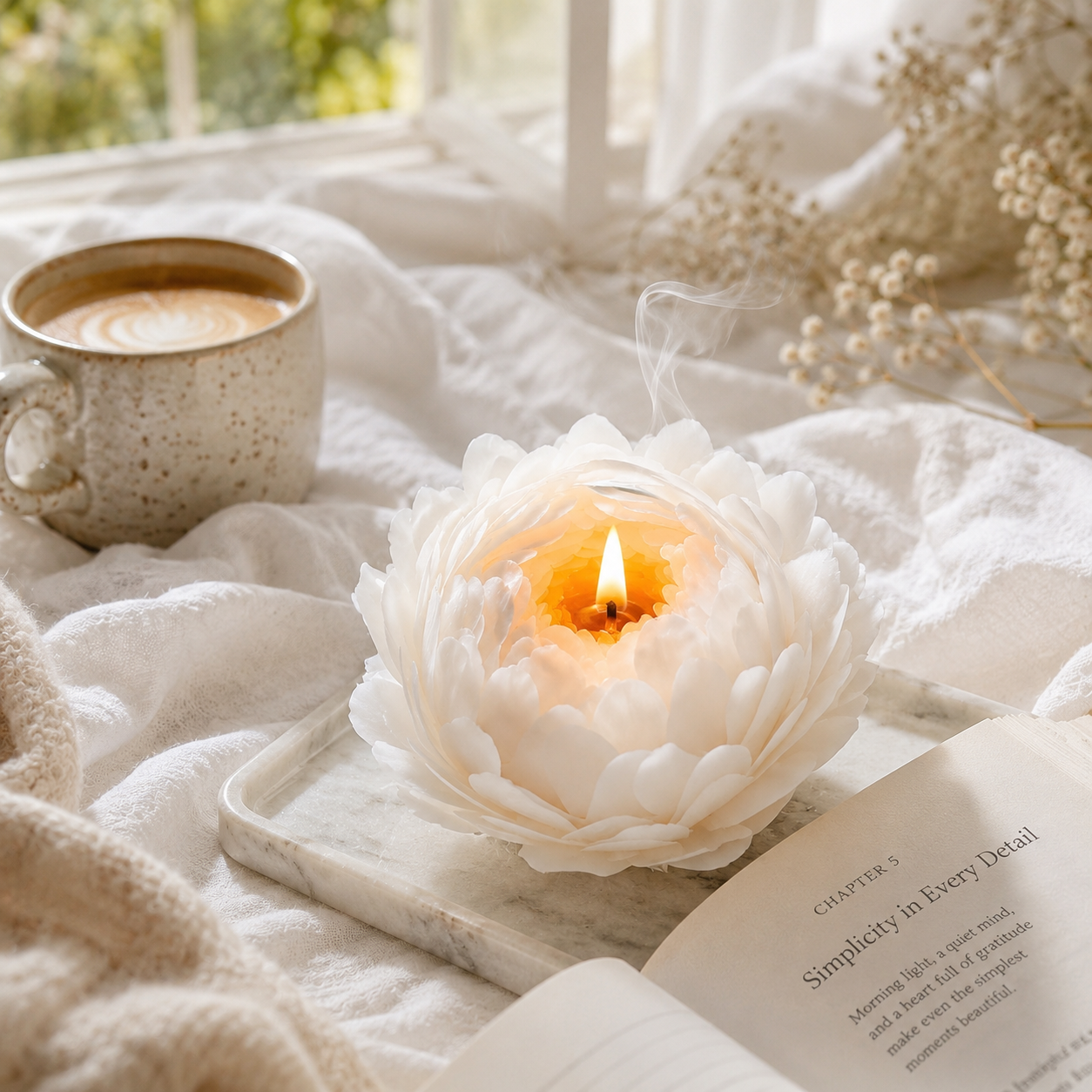 🕊️ Morning Bloom，Handcrafted Sculptural Floral Soy Candle