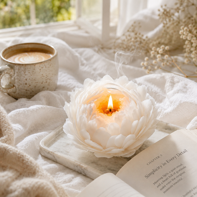 🕊️ Morning Bloom，Handcrafted Sculptural Floral Soy Candle