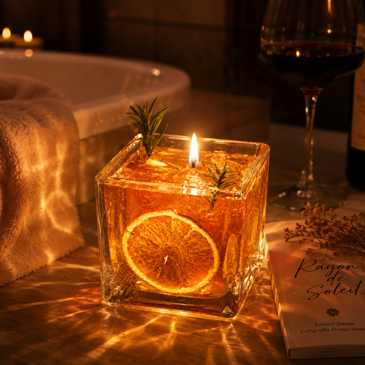 🍊 Sunkissed Citrus，Handcrafted Botanical Gel Scented Candle